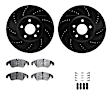 WHTH1-73049 Front Brake Disc and Pad Kit, Black, Cross-drilled and Slotted, 330 mm, Ceramic, R1 eLINE Black Rotors with European Ceramic Pads Series