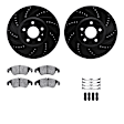 WHTH1-73050 Front Brake Disc and Pad Kit, Black, Cross-drilled and Slotted, 330 mm, Ceramic, R1 eLINE Black Rotors with European Ceramic Pads Series