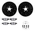 WHTH1-73052 Front Brake Disc and Pad Kit, Black, Cross-drilled and Slotted, 371 mm, Ceramic, R1 eLINE Black Rotors with European Ceramic Pads Series