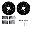 WHTH1-73055 Front Brake Disc and Pad Kit, Black, Cross-drilled and Slotted, 320 mm, Ceramic, R1 eLINE Black Rotors with European Ceramic Pads Series