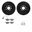WHTH1-73062 Rear Brake Disc and Pad Kit, Black, Cross-drilled and Slotted, 300 mm, Ceramic, R1 eLINE Black Rotors with European Ceramic Pads Series