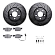 WHTH1-73064 Front Brake Disc and Pad Kit, Black, Cross-drilled and Slotted, 330 mm, Ceramic, R1 eLINE Black Rotors with European Ceramic Pads Series