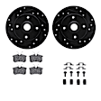 WHTH1-74004 Rear Brake Disc and Pad Kit, Black, Cross-drilled and Slotted, 254 mm, Ceramic, R1 eLINE Black Rotors with European Ceramic Pads Series