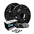 WHTH1-74039 Rear Brake Disc and Pad Kit, Black, Cross-drilled and Slotted, 272 mm, Ceramic, R1 eLINE Black Rotors with European Ceramic Pads Series