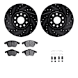 WHTH1-74053 Front Brake Disc and Pad Kit, Black, Cross-drilled and Slotted, 325 mm, Ceramic, R1 eLINE Black Rotors with European Ceramic Pads Series