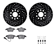 WHTH1-74055 Front Brake Disc and Pad Kit, Black, Cross-drilled and Slotted, 325 mm, Ceramic, R1 eLINE Black Rotors with European Ceramic Pads Series