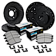 WHTH2-07000 Front and Rear Brake Disc and Pad Kit, Black, Cross-drilled and Slotted, Front - 257 mm, Rear - 241 mm, Ceramic, R1 eLINE Black Rotors with European Ceramic Pads Series