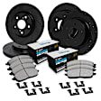 WHTH2-39001 Front and Rear Brake Disc and Pad Kit, Cross-drilled and Slotted Ceramic R1 eLINE Black Rotors with European Ceramic Pads Series