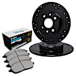 WHTN1-20000 Rear Brake Disc and Pad Kit, Cross-drilled and Slotted Ceramic R1 eLINE Black Rotors with European Ceramic Pads Series