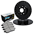 WHTN1-54009 Rear Brake Disc and Pad Kit, Black, Cross-drilled and Slotted, 279 mm, Ceramic, R1 eLINE Black Rotors with European Ceramic Pads Series