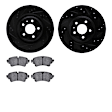 WHTN1-73056 Rear Brake Disc and Pad Kit, Black, Cross-drilled and Slotted, 330 mm, Ceramic, R1 eLINE Black Rotors with European Ceramic Pads Series