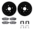 WHUH1-01011 Front Brake Disc and Pad Kit, Black, Cross-drilled and Slotted, 279 mm, OE Replacement, R1 eLINE Black Rotors with Optimum OEp Pads Series