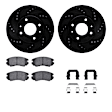 WHUH1-03000 Front Brake Disc and Pad Kit, Black, Cross-drilled and Slotted, 279 mm, OE Replacement, R1 eLINE Black Rotors with Optimum OEp Pads Series
