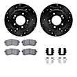 WHUH1-03035 Rear Brake Disc and Pad Kit, Black, Cross-drilled and Slotted, 305 mm, OE Replacement, R1 eLINE Black Rotors with Optimum OEp Pads Series