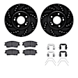 WHUH1-03091 Front Brake Disc and Pad Kit, Black, Cross-drilled and Slotted, 318 mm, OE Replacement, R1 eLINE Black Rotors with Optimum OEp Pads Series