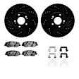 WHUH1-03099 Front Brake Disc and Pad Kit, Black, Cross-drilled and Slotted, 330 mm, OE Replacement, R1 eLINE Black Rotors with Optimum OEp Pads Series