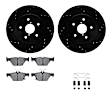 WHUH1-13039 Rear Brake Disc and Pad Kit, Black, Cross-drilled and Slotted, 305 mm, OE Replacement, R1 eLINE Black Rotors with Optimum OEp Pads Series