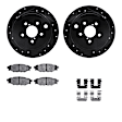 WHUH1-13041 Rear Brake Disc and Pad Kit, Black, Cross-drilled and Slotted, 295 mm, OE Replacement, R1 eLINE Black Rotors with Optimum OEp Pads Series