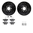 WHUH1-16008 Rear Brake Disc and Pad Kit, Black, Cross-drilled and Slotted, 320 mm, OE Replacement, R1 eLINE Black Rotors with Optimum OEp Pads Series