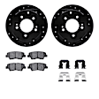 WHUH1-21018 Rear Brake Disc and Pad Kit, Black, Cross-drilled and Slotted, 267 mm, OE Replacement, R1 eLINE Black Rotors with Optimum OEp Pads Series