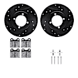 WHUH1-22002 Front Brake Disc and Pad Kit, Black, Cross-drilled and Slotted, 246 mm, OE Replacement, R1 eLINE Black Rotors with Optimum OEp Pads Series