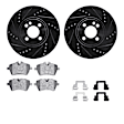 WHUH1-32008 Front Brake Disc and Pad Kit, Black, Cross-drilled and Slotted, 305 mm, OE Replacement, R1 eLINE Black Rotors with Optimum OEp Pads Series