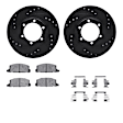 WHUH1-37005 Front Brake Disc and Pad Kit, Black, Cross-drilled and Slotted, 267 mm, OE Replacement, R1 eLINE Black Rotors with Optimum OEp Pads Series