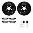WHUH1-39000 Rear Brake Disc and Pad Kit, Black, Cross-drilled and Slotted, 279 mm, OE Replacement, R1 eLINE Black Rotors with Optimum OEp Pads Series
