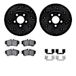 WHUH1-39083 Front Brake Disc and Pad Kit, Black, Cross-drilled and Slotted, 279 mm, OE Replacement, R1 eLINE Black Rotors with Optimum OEp Pads Series