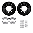 WHUH1-40012 Front Brake Disc and Pad Kit, Black, Cross-drilled and Slotted, 330 mm, OE Replacement, R1 eLINE Black Rotors with Optimum OEp Pads Series