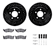 WHUH1-40024 Front Brake Disc and Pad Kit, Black, Cross-drilled and Slotted, 305 mm, OE Replacement, R1 eLINE Black Rotors with Optimum OEp Pads Series