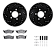 WHUH1-40115 Front Brake Disc and Pad Kit, Black, Cross-drilled and Slotted, 305 mm, OE Replacement, R1 eLINE Black Rotors with Optimum OEp Pads Series