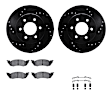 WHUH1-40333 Front Brake Disc and Pad Kit, Black, Cross-drilled and Slotted, 295 mm, OE Replacement, 4WD, R1 eLINE Black Rotors with Optimum OEp Pads Series
