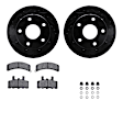 WHUH1-40366 Front Brake Disc and Pad Kit, Black, Cross-drilled and Slotted, 305 mm, OE Replacement, 4WD, R1 eLINE Black Rotors with Optimum OEp Pads Series