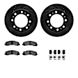 WHUH1-40518 Rear Brake Disc and Pad Kit, Black, Cross-drilled and Slotted, 358 mm, OE Replacement, R1 eLINE Black Rotors with Optimum OEp Pads Series