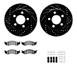 WHUH1-42060 Front Brake Disc and Pad Kit, Black, Cross-drilled and Slotted, 279 mm, OE Replacement, R1 eLINE Black Rotors with Optimum OEp Pads Series