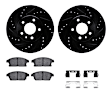 WHUH1-45021 Front Brake Disc and Pad Kit, Black, Cross-drilled and Slotted, 300 mm, OE Replacement, R1 eLINE Black Rotors with Optimum OEp Pads Series