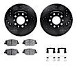 WHUH1-45031 Front Brake Disc and Pad Kit, Black, Cross-drilled and Slotted, 330 mm, OE Replacement, R1 eLINE Black Rotors with Optimum OEp Pads Series