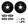 WHUH1-45074 Front Brake Disc and Pad Kit, Black, Cross-drilled and Slotted, 312 mm, OE Replacement, R1 eLINE Black Rotors with Optimum OEp Pads Series