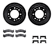 WHUH1-46017 Front Brake Disc and Pad Kit, Black, Cross-drilled and Slotted, 330 mm, OE Replacement, R1 eLINE Black Rotors with Optimum OEp Pads Series