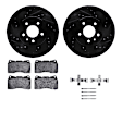 WHUH1-46032 Front Brake Disc and Pad Kit, Black, Cross-drilled and Slotted, 330 mm, OE Replacement, R1 eLINE Black Rotors with Optimum OEp Pads Series