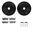 WHUH1-47009 Front Brake Disc and Pad Kit, Black, Cross-drilled and Slotted, 312 mm, OE Replacement, R1 eLINE Black Rotors with Optimum OEp Pads Series