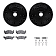WHUH1-47009 Front Brake Disc and Pad Kit, Black, Cross-drilled and Slotted, 312 mm, OE Replacement, R1 eLINE Black Rotors with Optimum OEp Pads Series