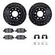 WHUH1-47050 Rear Brake Disc and Pad Kit, Black, Cross-drilled and Slotted, 305 mm, OE Replacement, R1 eLINE Black Rotors with Optimum OEp Pads Series
