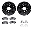 WHUH1-53016 Front Brake Disc and Pad Kit, Black, Cross-drilled and Slotted, 267 mm, OE Replacement, R1 eLINE Black Rotors with Optimum OEp Pads Series