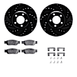 WHUH1-54026 Front Brake Disc and Pad Kit, Black, Cross-drilled and Slotted, 305 mm, OE Replacement, R1 eLINE Black Rotors with Optimum OEp Pads Series