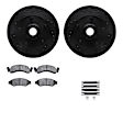 WHUH1-54050 Front Brake Disc and Pad Kit, Black, Cross-drilled and Slotted, 310 mm, OE Replacement, R1 eLINE Black Rotors with Optimum OEp Pads Series