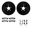 WHUH1-54058 Front Brake Disc and Pad Kit, Black, Cross-drilled and Slotted, 325 mm, OE Replacement, R1 eLINE Black Rotors with Optimum OEp Pads Series