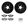 WHUH1-54179 Rear Brake Disc and Pad Kit, Black, Cross-drilled and Slotted, 279 mm, OE Replacement, R1 eLINE Black Rotors with Optimum OEp Pads Series