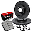 WHUH1-55063 Front Brake Disc and Pad Kit, Black, Cross-drilled and Slotted, 254 mm, OE Replacement, R1 eLINE Black Rotors with Optimum OEp Pads Series